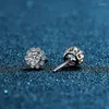 Orecchini per borchie Donne S925 Sterling Silver Four Daisy Moissanite Zircone per Femmina Accessori per gioielli spingi indietro