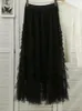 Etekler bahar 2023 Kore moda kek bayan yarım elbise gotik siyah uzun etek y2k pileli giyim tül