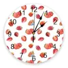 Wandklokken Strawberry Berry Red Clock Living Room Home Decor Large Round Mute Quartz Tafel Slaapkamer Decoratiehorloge