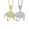 New Designer Silver Gold Color Umbrella Charme com Chain Pingente Chain Colar Hip Hop Homens Homens Pavimentados 5a Jóias de Presente de Partido de Zircônia Cúbica