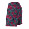 Mäns shorts röda rosor tryckt bräde plus storlek kort vintage blommor män simma stammar kvalitet