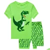 Pijama Kids Summer Pijamas Conjunto de meninos Dinosaur PJS Manga curta Pijama algodão SleepWear