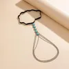 Choker vintage ovale vert noir pierre naturelle turquoise pendentif collier argent couleur métal metal de fête d'anniversaire pour femmes