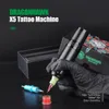 Tattoo Machine Dragonhawk X5 40 mm draadloos LED -display Rotary Borstelloze motorpen Batterij Body Art Permanent make -uppistool 230814