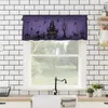 Cortina Halloween Castelo Dead Tree Bat roxo Cortinas curtas Cafe Cabinete de vinho Janela da porta de vinho Pequena decoração de cortinas de decoração