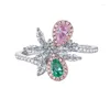 Küme halkaları Springlady 925 STERLING Gümüş 3 5mm Armut Kesim Laboratuar Safir Emerald Yüksek Karbon Elmas Taş İnce Yahudi Alyans