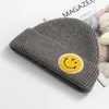 Beretten meisjes dames schattige warme schedels muts caps winter dikke smile patch logo schedelcap gebreide hoeden hiphop outdoor