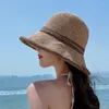 Boinas ohmmayby ​​2023 verão de palha artesanal tecendo chapéu respirável ao ar livre e protetora solar e protetor de arco -bowknot pescador