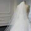 Brautschleier Perlen lange Hochzeit mit Kamm einschichtiger Schleierkathedrale