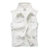 Coletes masculinos 2023 Summer Denim Vest sem mangas de tanque de tanque branco Fashion coreano