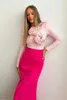 Rokken hoge taille roze rechte midi lengte rok op maat gemaakte kleur mat satijnen zomer ooit mooie casual vrouw kleding