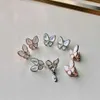 Designer Four-Leaf Clover Luxury Top smycken Tillbehör för kvinnor Cleef v Golden Fan Butterfly Ear Clip Sweet Ear Studs Temperament Djockat 18K Rose Gold Plating