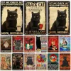 Segno di animale Black Cat Retro Metal Poster Funny Pet Vintage decorativo Tin Plate Garage Coffee Shop Painting Bar Pub Club Club Decorazioni da parete per la casa 30x20cm W01