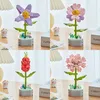 Flores decorativas 4pcs Mini Bonsai Bloco Bloco de Flores Diy Kit Kit Criativo Toy ABS ABSOT PATTEL PLANE