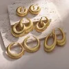 Шпилька модные круглые коренастые серьги для женщин для женщин с золотой, покрытой из нержавеющей стали, водонепроницаемые свадебные украшения Aretes 230814