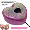 Nageltorkar söt hjärtform nagellampa med strass LCD -nagelgel torktumlare 96W pedikyrmaskin LED -ljus för naglar UV Secador de Unas Pink 230814