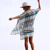 Swimwear de mujeres Chyxsb 2023 Impresión Beach Sun Protección Sun Blusa Moda Color Bloqueo Hueco Hueco Vestido suelto Vestido suelto Vestido suelto