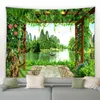 Tapissries Spring Garden Landscape Big Tapestry Fence Natural Flower Plant Scenery Wall Hanging Home Living Room Courtyard Decnic Mat R230812