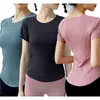 Camisas ativas menina que executa camisetas ginástica Top Women Crop Fitness Training Clothing Sport Sport Short Sleeve Ladies Ladies Activewear