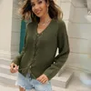 Frauenpullover 2023 Herbst und Winter European American Solid Color V-Ausschnitt hohl hohl-Schnür-Strick-Sweater Mode Lose Top