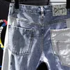 Mäns jeans zoom ny ankomst varm försäljning mode sommar blixtlås flygtvättad avslappnad lapptäcke bomulls jeans shorts män last denim poeter j230814