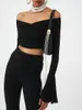 Women's Blouses Womens Crop Tops Off Shoulder Long Sleeve T Shirt Slim Fit Basic Blouse Y2K Going Out Streetwear