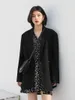 Frauenanzüge Mode Blazer Büro Lady Long Sleeve Doppelbrust mit mittlerer Länge Casual Coat Ladies College-Stil Koreaner Lose Top