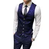 Men's Vests Men's Gold Stripe 2 Piece Sets Vest Pants Blue Red Green Trousers and Vest Wedding Business Men Suits 230812