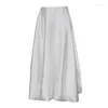 Skirts Elegant Satin Ball Gown Long Skirt For Women Summer Fashion 2023 Korea Stylish High Waist Casual Loose Clothes White Black Pink