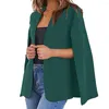 Women's Suits Loose Outerwear Tops Chic Cloak Suit Coats For Office Ladies Collarless Split-sleeve Design Solid Colors Or Formal Wear