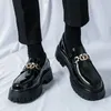 Klänningskor Black Loafers Mens Patent Leather Nonslip Solid Color Fashion Business STORLIGA STORLEK 3845 230814