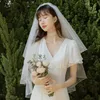 Veli da sposa bianco avorio elegante due strati con pettine bordo morbido velo da sposa accessori per matrimoni veu de noiva