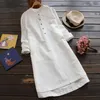 Casual Dresses Summer Short Vestido Loose Long Top 2023 Korean Fashion Women Vintage Sleeve Button Cotton Mini Shirt