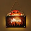 Autres fournitures de fête d'événement Halloween Wood Door Sign Happy avec LED Light réutilisable Pumpkin Mummy Ghost Wall Holiday Decoration 230814