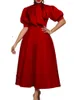 Sukienki w rozmiarze plus duże damskie letnią łuk celebryta solidna kolor bankietowa spódnica krótkie rękaw