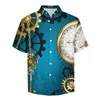 Men's Casual Shirts Steampun Turquoise Gears Vacation Shirt Vintage Steam Punk Antique Men Y2K Blouses Short Sleeve Clothing Plus Size