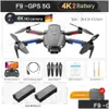 Aeronave eléctrico/RC F9 GPS Drone 6K Dual HD Pogografía Profesional Pogografía Motor sin escobillas Quadcopter plegable RC Distancia 200 DHJHM