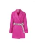 Women's Trench Coats Sexy Bomb Street Rose Red Belt Suit Dress Double Breasted Long Sleeved Coat A-line Silhouette Female