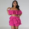 Women's Tracksuits KEXU Fashion Butterfly Sleeve Crop Top And Cape Ruffles Shorts Set 2023 Summer Two 2 Piece Outfits Tracksuit