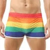 Underpants Boxer Shorts Buttons U Convex Cash Mesh In biancheria intima traspirante a strisce sexy Slip Trunks Mutandine