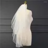 Veli da sposa bianco avorio elegante due strati con pettine bordo morbido velo da sposa accessori per matrimoni veu de noiva