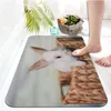 Carpets Cute Little White Printed Flannel Floor Mat Bathroom Decor Carpet Non-Slip For Living Room Kitchen Welcome Doormat