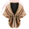 Women's Fur Luxury Artificial Plush Wrap Shawl For Women Winter Warmer Imitation Hair Faux Cape Bridal Wedding Dress Cloak