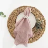 Table Napkin 42x42cm 10pcs Retro Burrs Napkins For Wedding Party Decoration Gauze Cotton Reusable Pink CTrim Tea Towel