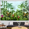 Tapestries tropische plant tapijtgroene bladeren muur opgehangen dieren bloemen en vogels tapijt hippie thuiskamer decor r230812