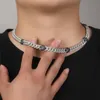 Chaîne glacée 9 mm chaîne cubaine amour incrusté zircon en diamant complet collier hip hop bijoux de personnalité