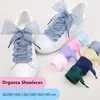 Schoenonderdelen Accessoires 4 cm Verbreed transparante chiffon garen schoenveters plat zijden grote boog brede veters trend schoonheid witte casual schoenen veters dropship 230812