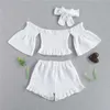 Set di abbigliamento Moda estiva Kid Neonate Set di vestiti Manica corta Spalle Crop Top Pantaloncini Set di abiti per fascia