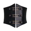 Cinturas Hebilla del cuerpo delgada del pañuelo All-Match Rivet vendaje PU Leather Cummerbund Correa elástica Correa Decoraciones de la cintura ancha