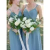 Dusty Blue Boho Bridesmaid Dress A-Line Wedding Guest Gowns With Crisscross Straps Vestido De Festa Casamento 2024 Junior Country Maid Of Honor Dresses 328 328